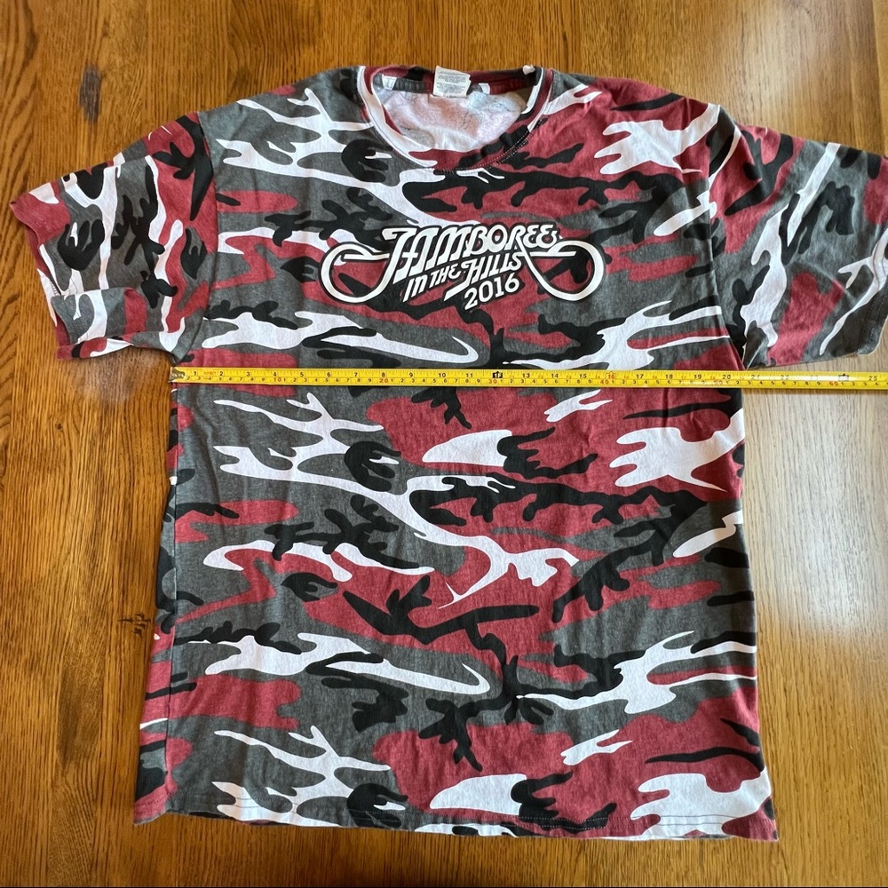 ⭐️ 2016 Jamboree in the Hills Vintage Red Camouflage Country Concert Tee LARGE - Picture 16 of 16
